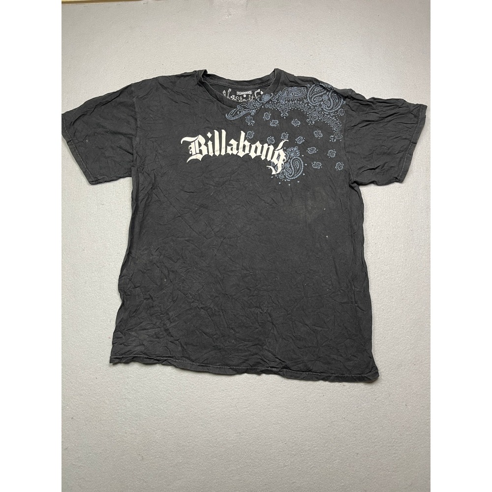 Billabong T Shirt Cotton Jersey Black Paisley XXL Mens